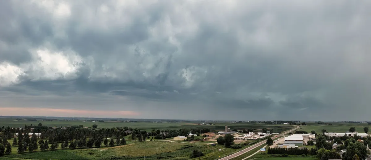 thunderstorm over farmland
