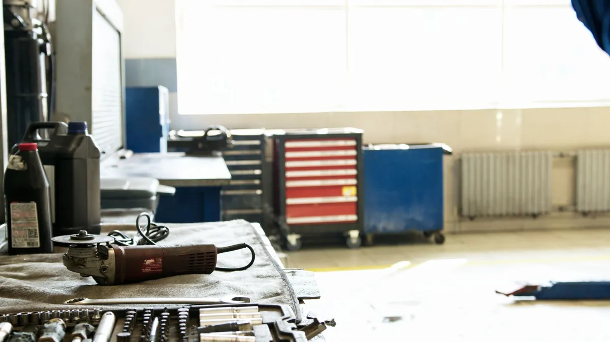 auto repair shop with tools