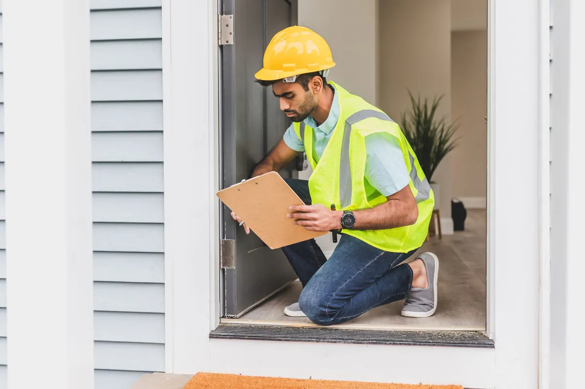 engineers assessing home risks