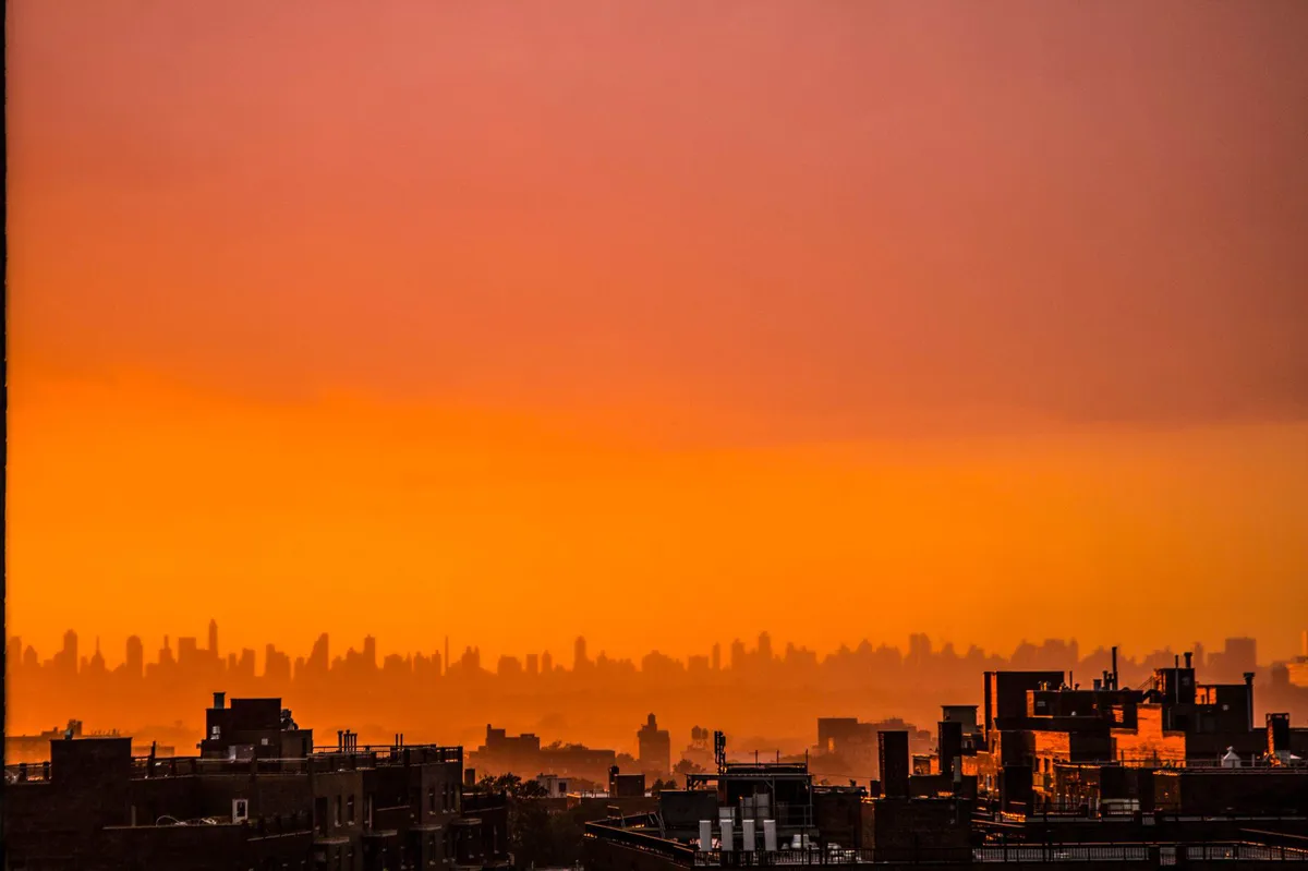city skyline at dusk