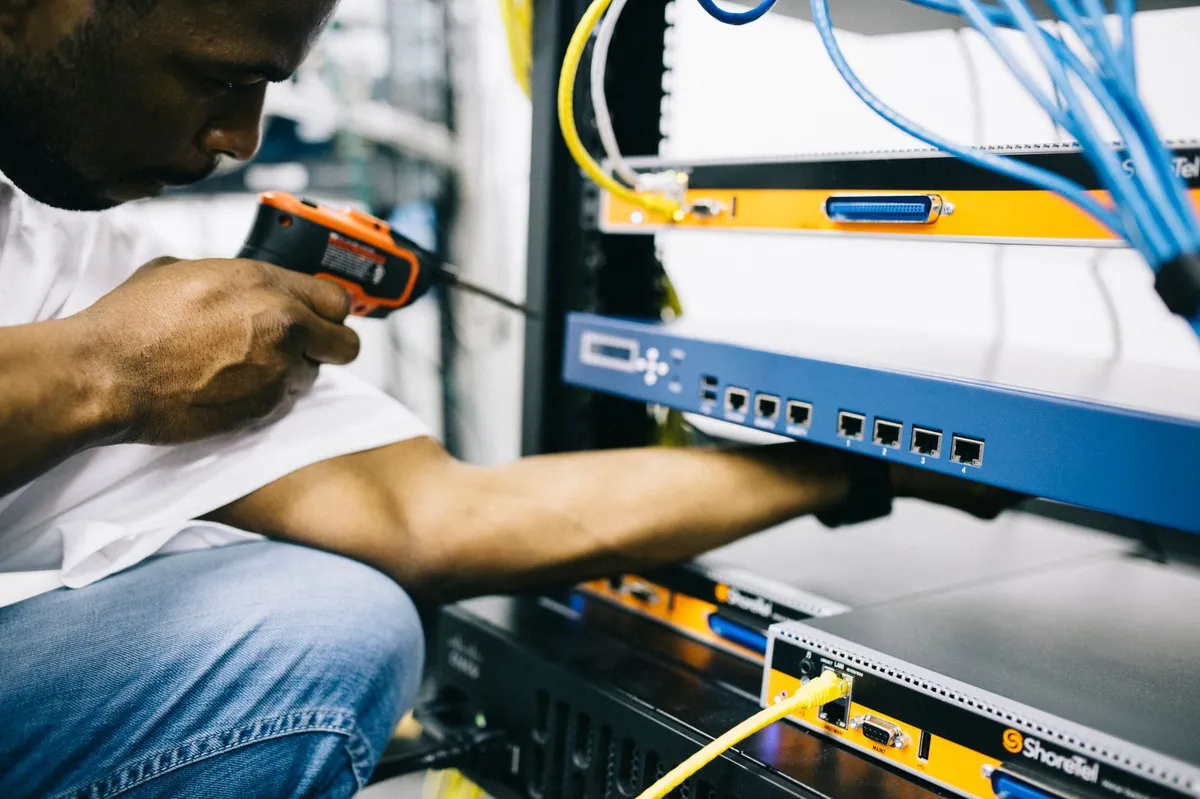 construction workers at data center