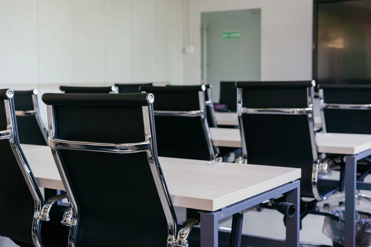 corporate office with empty desks