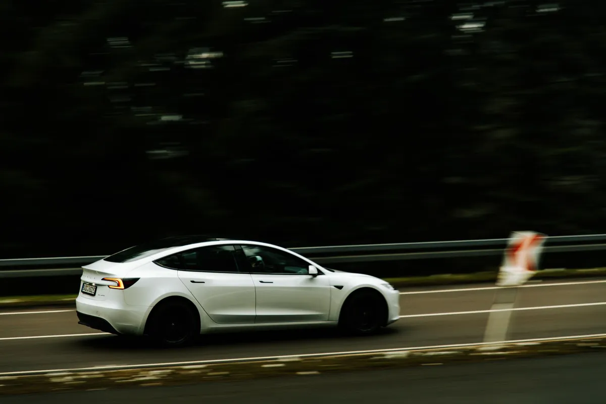 electric vehicle driving on highway