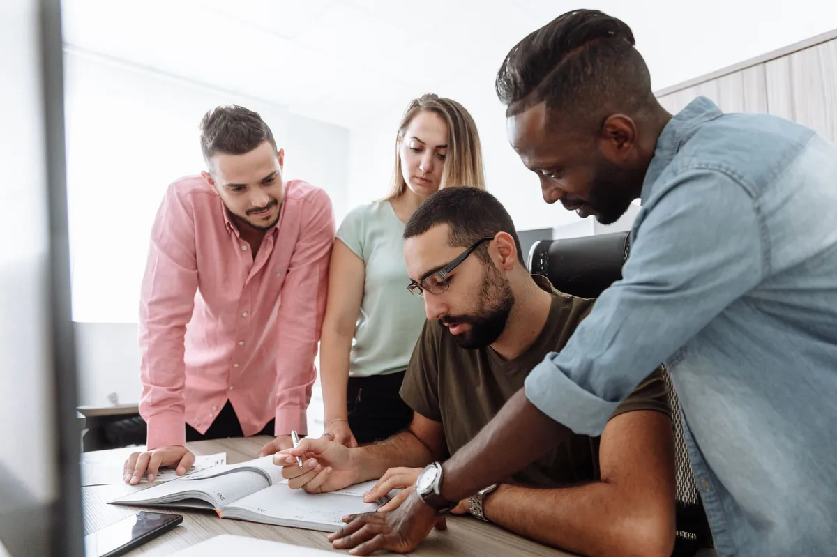 diverse team working on project