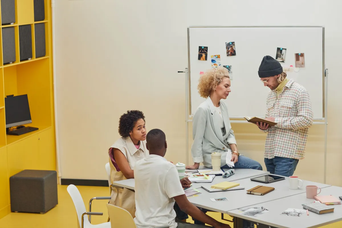 employees collaborating in an office