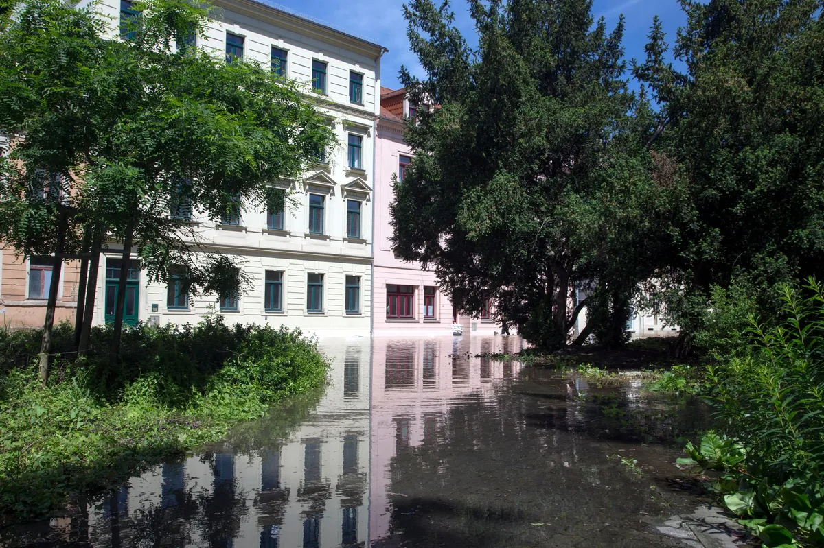 flooded residential street