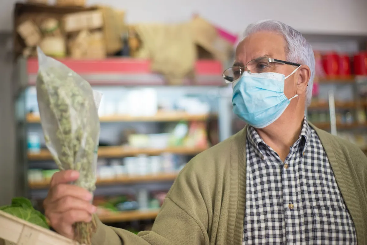 health official inspecting produce