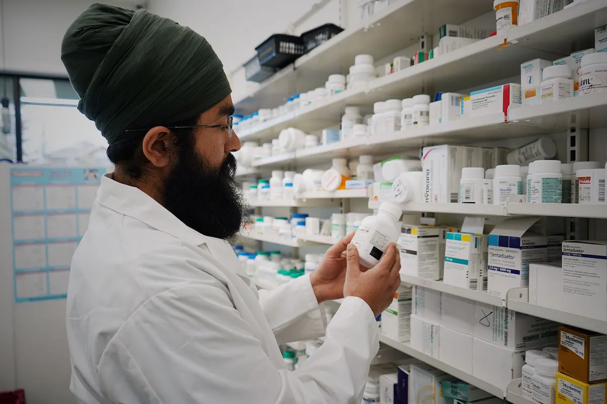 pharmacy shelf with medications