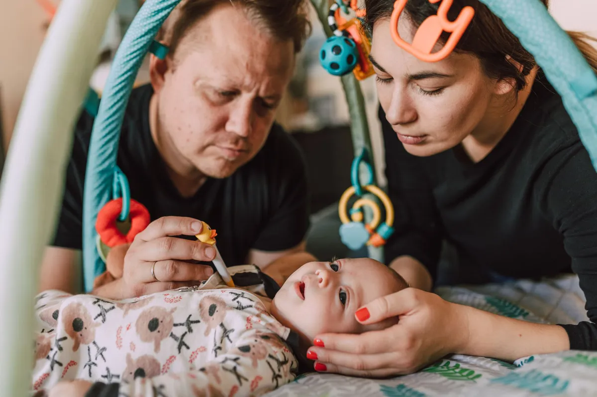 concerned parents with baby