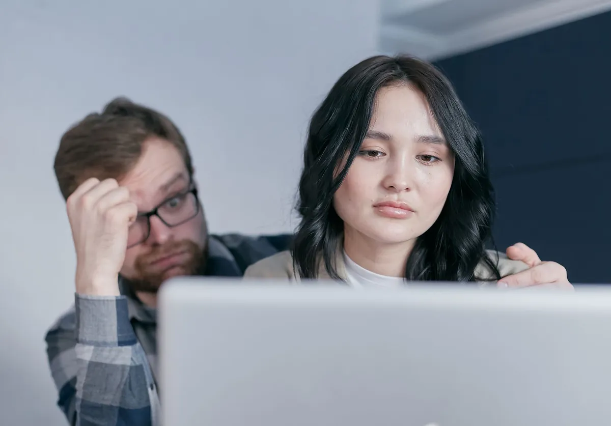 concerned consumer at computer