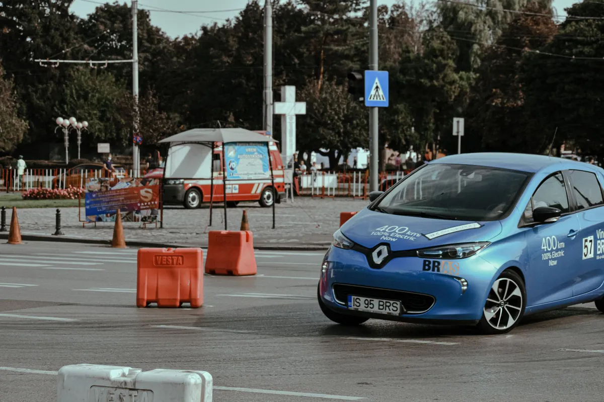 electric vehicle on road