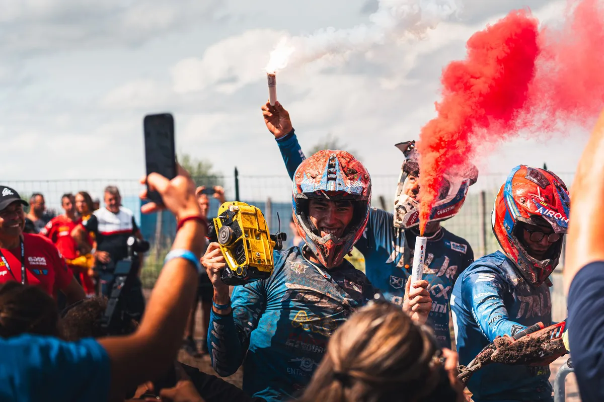 racing team celebration