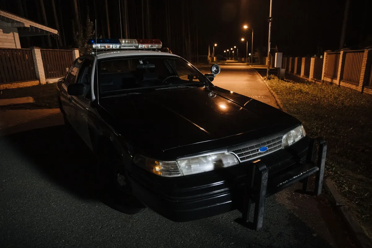 police car with flashing lights