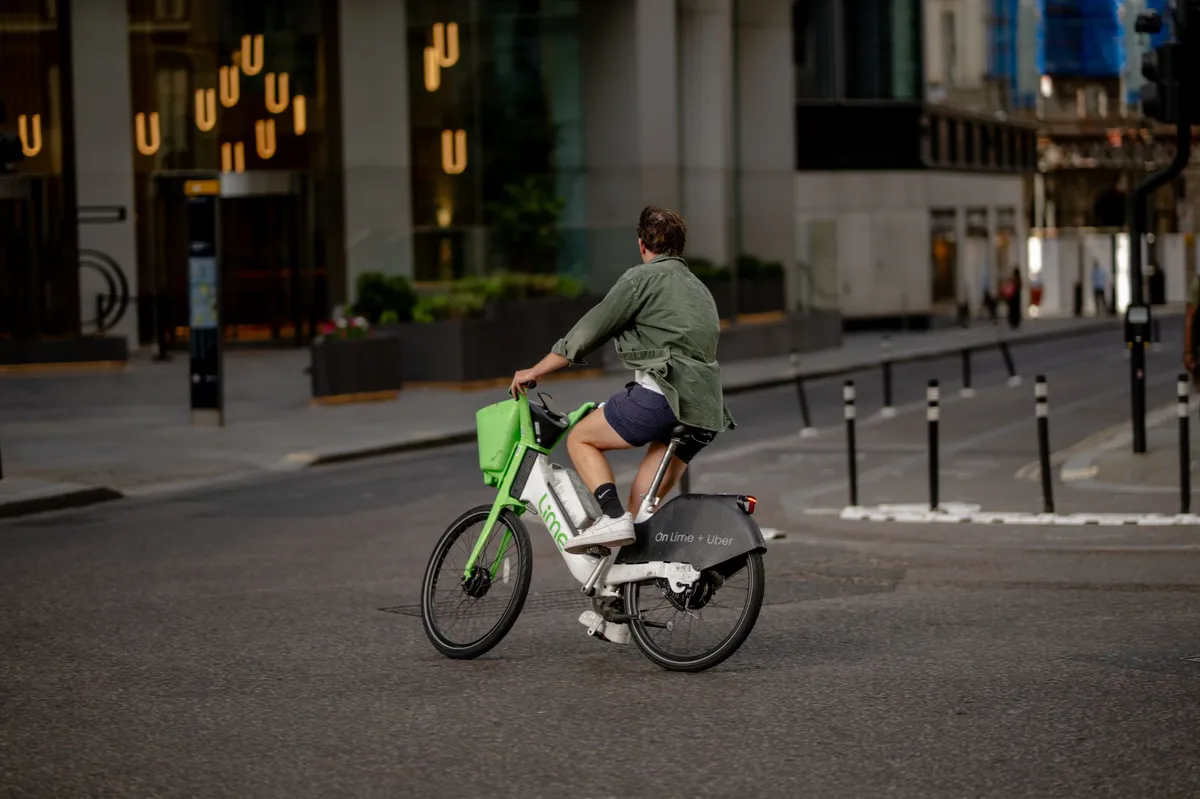 city street with e-bikes