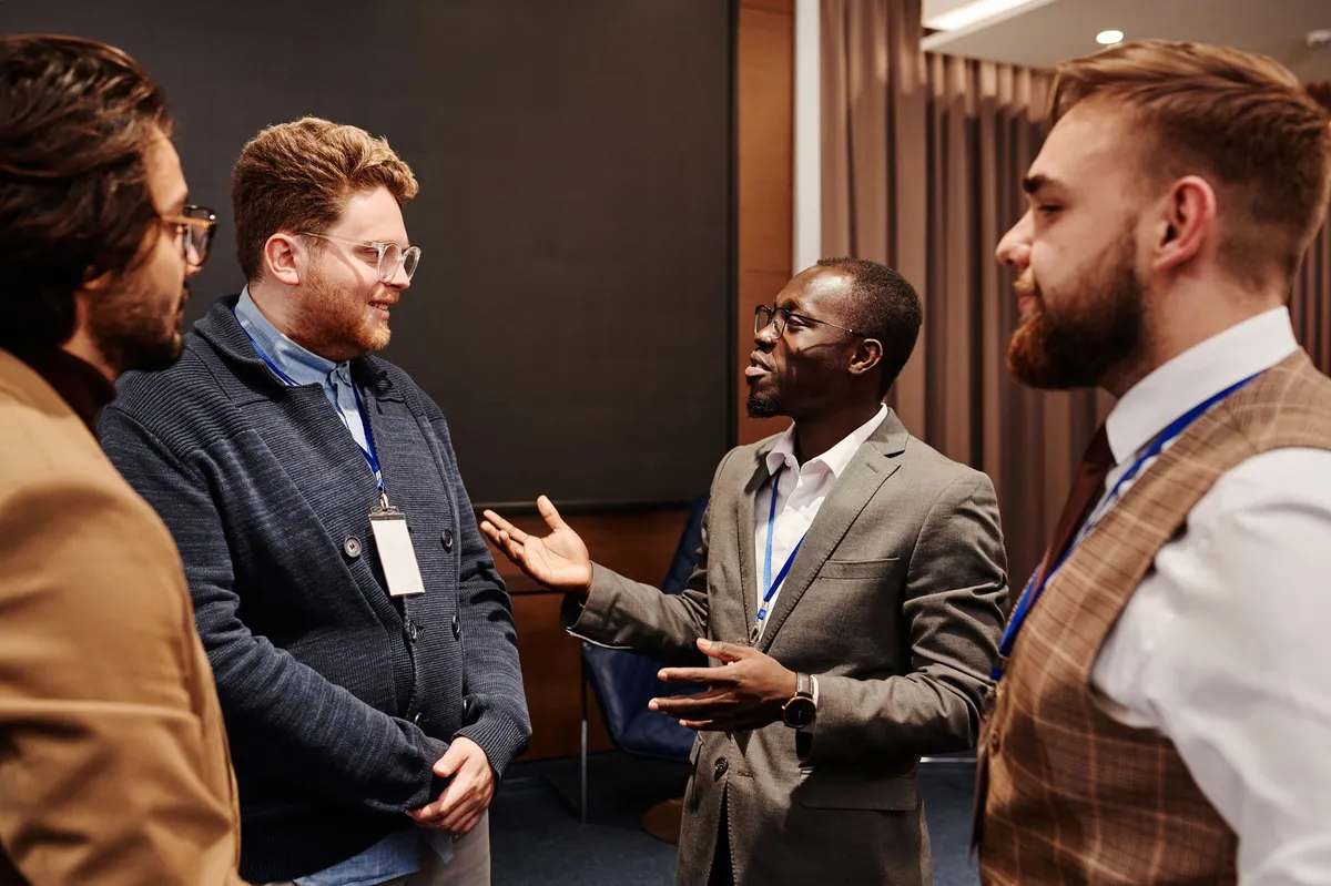 group of professionals in discussion