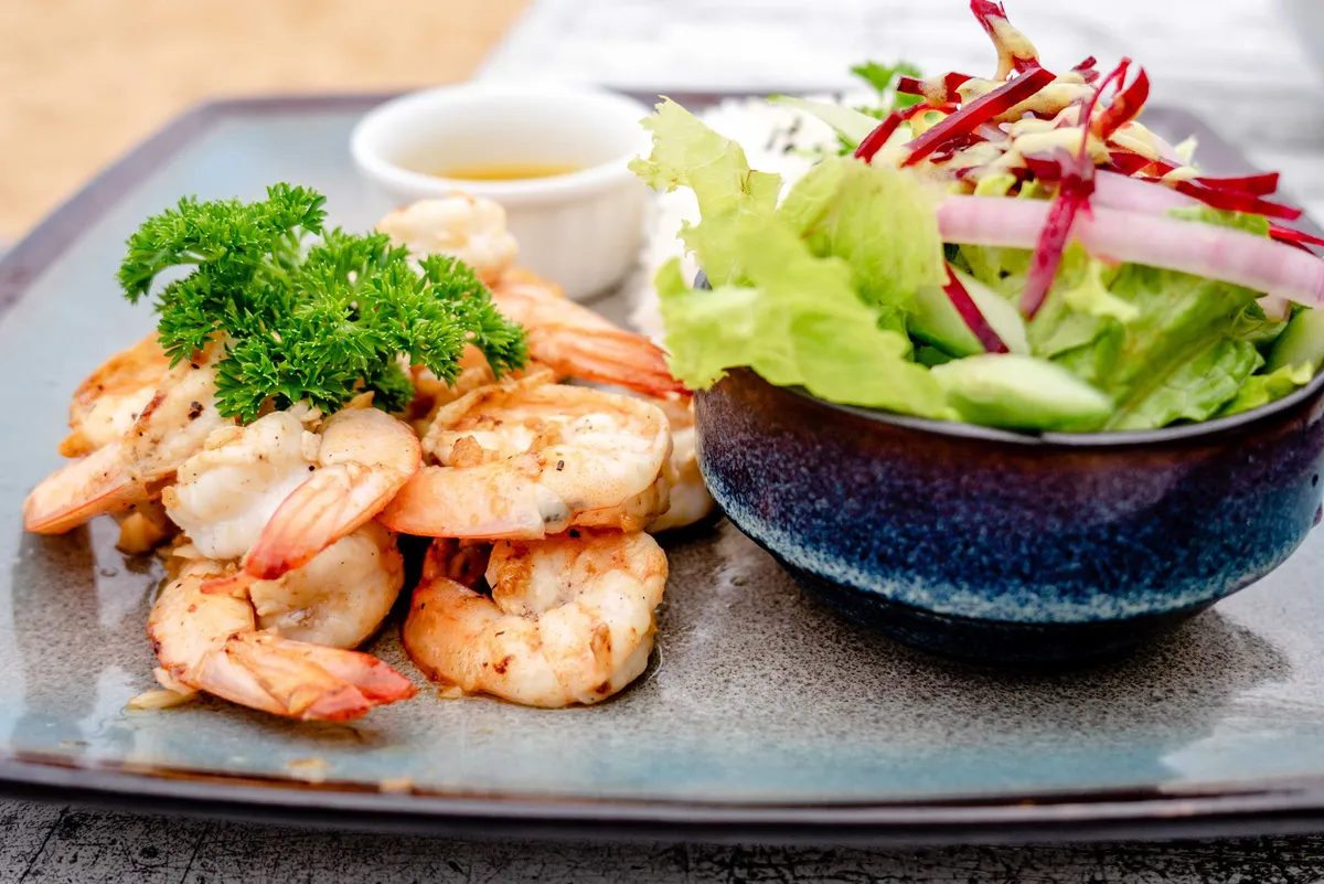 shrimp dish at restaurant