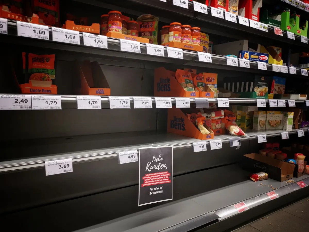grocery store shelves emptied