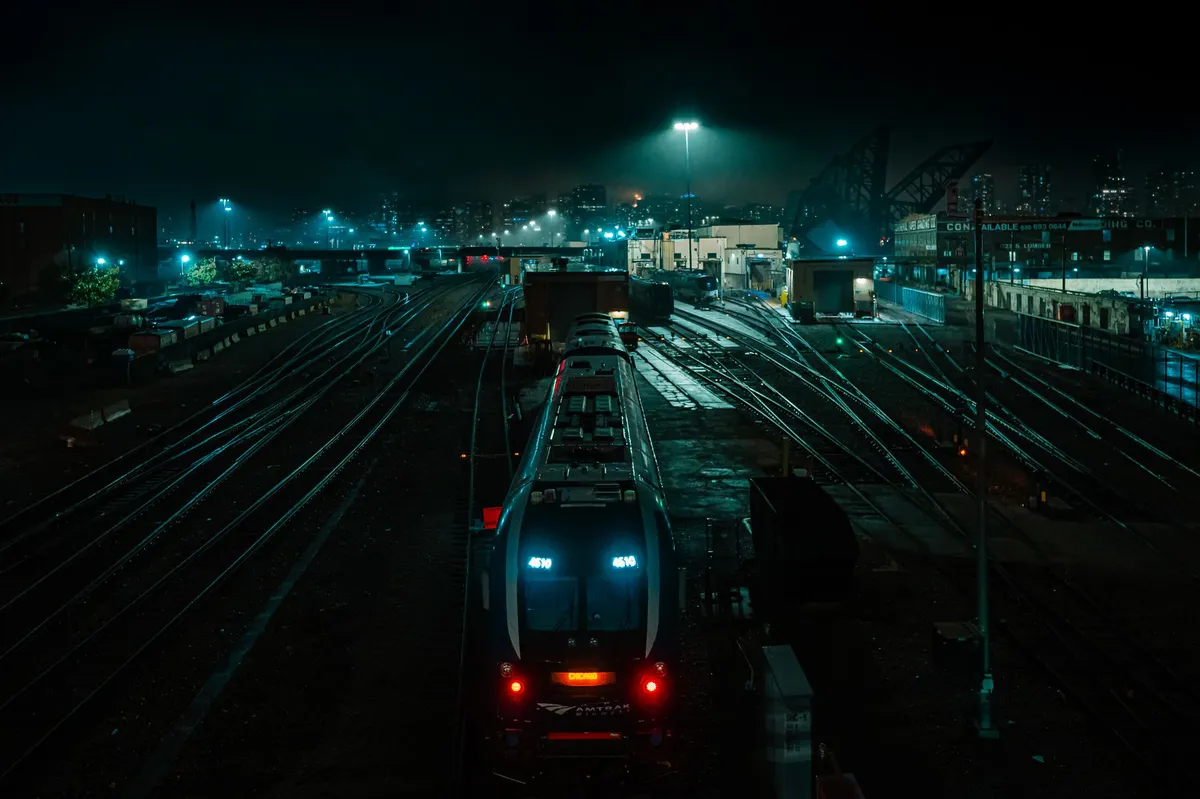 nighttime train yard security