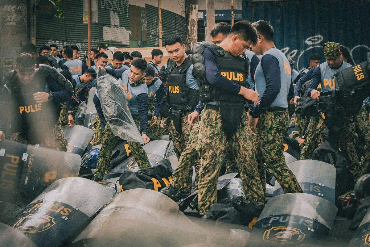 police securing train yard