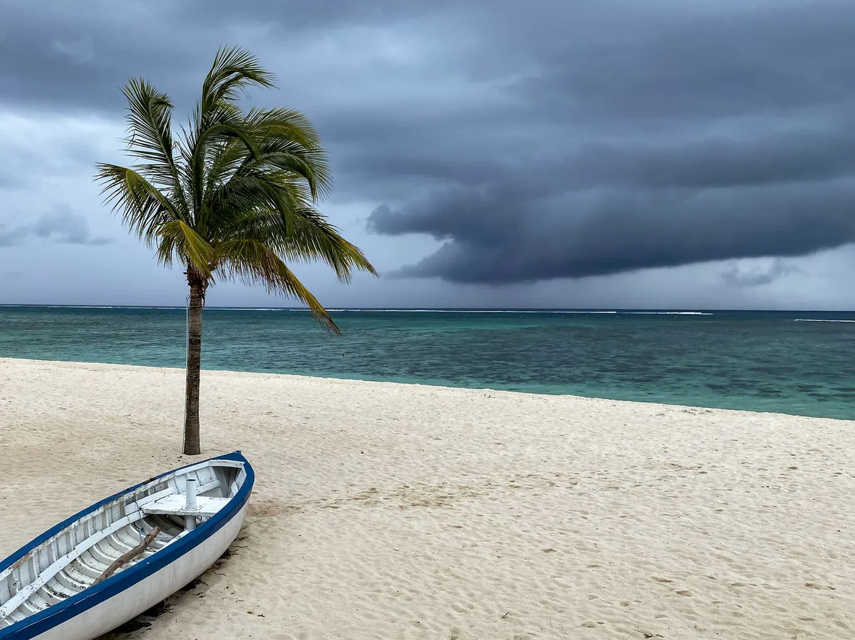 Hawaiian beach before storm