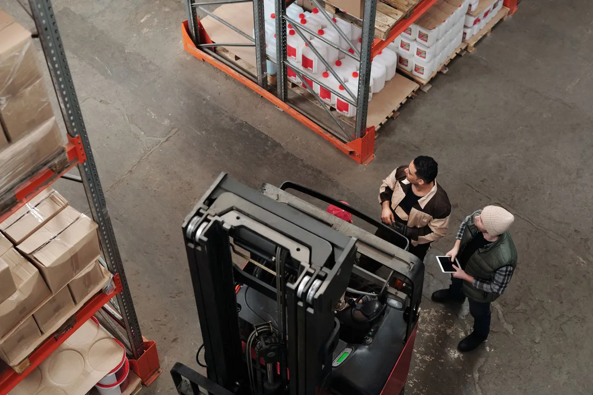 warehouse workers in action