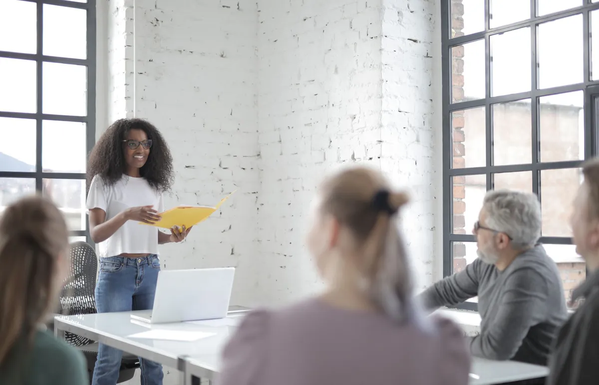 woman giving a presentation