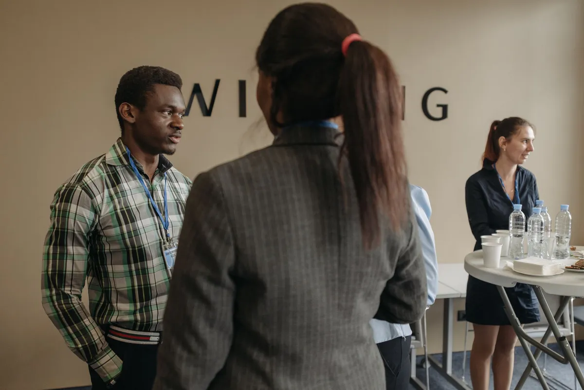 woman networking at conference