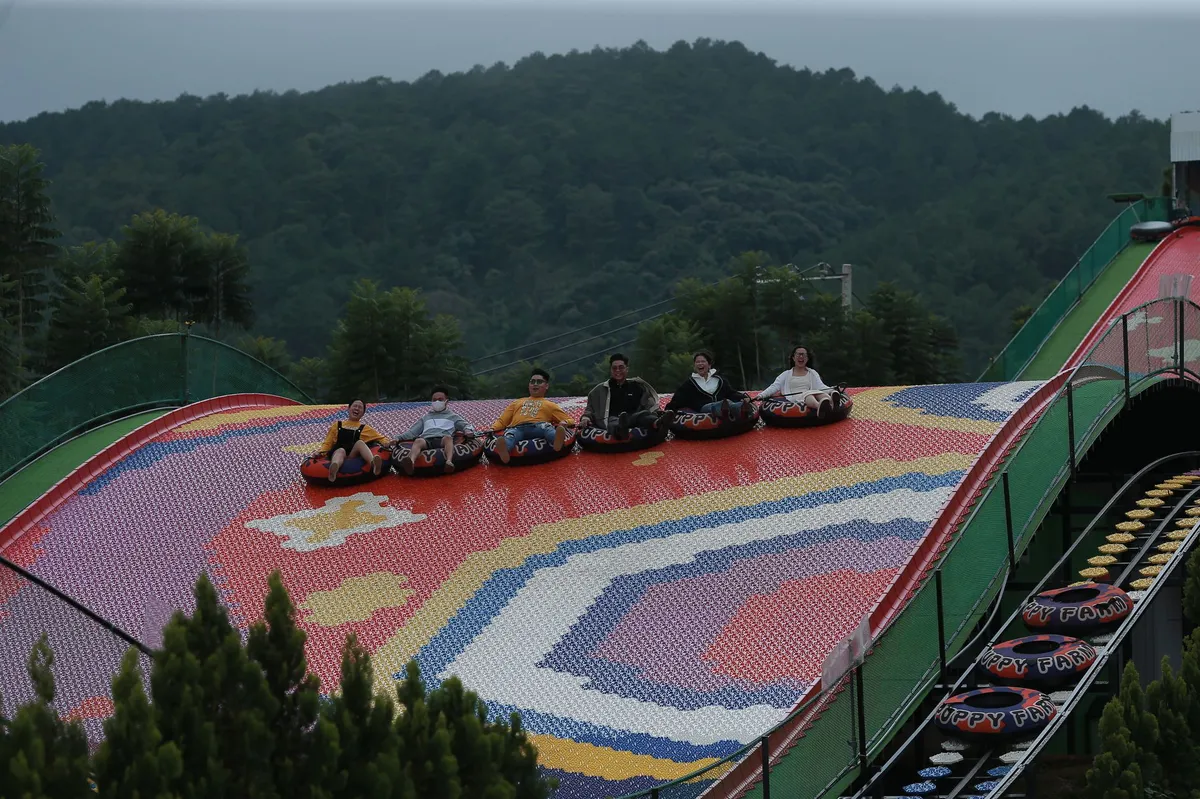 summer tubing slide