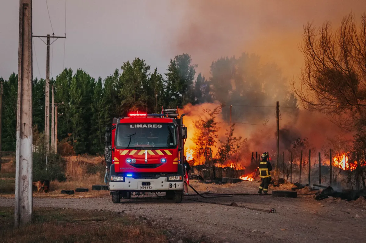 emergency services responding to wildfire