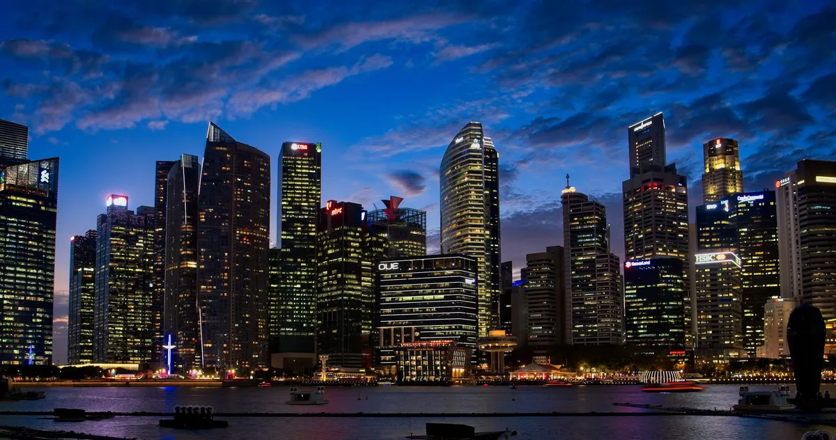city skyline with office buildings