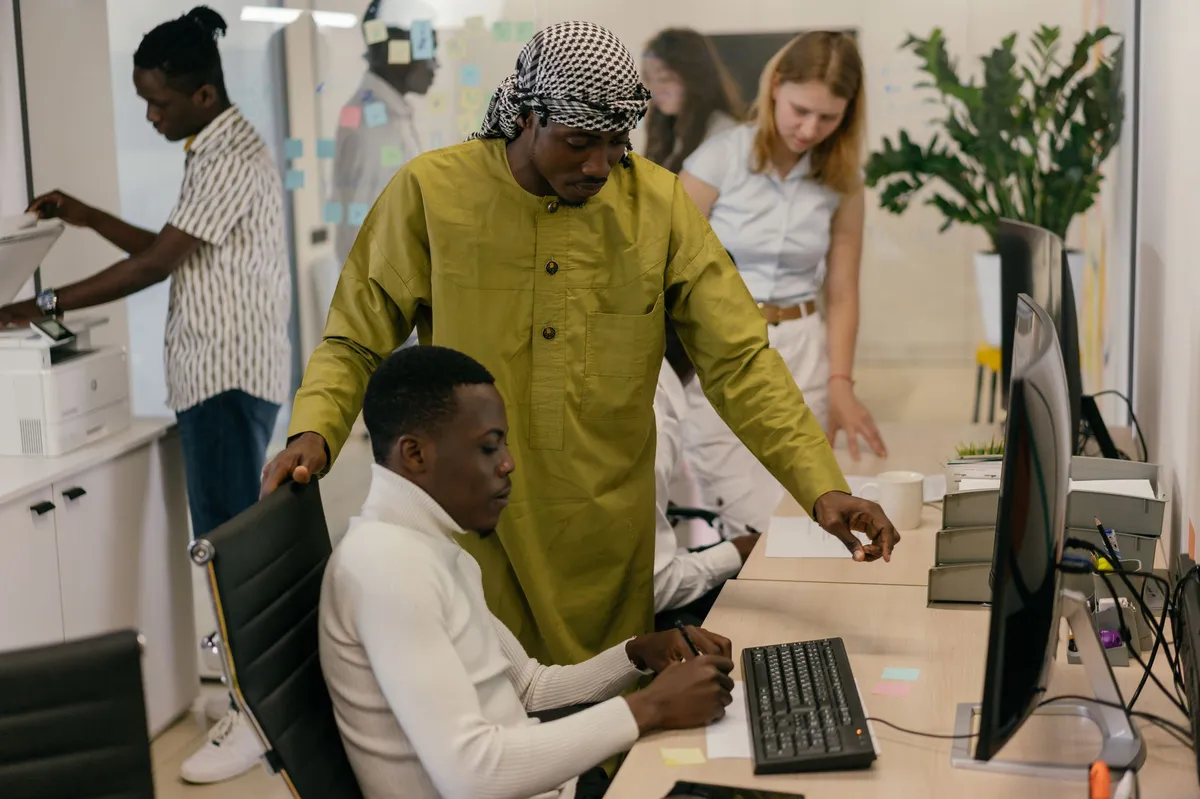 diverse team collaborating on AI project