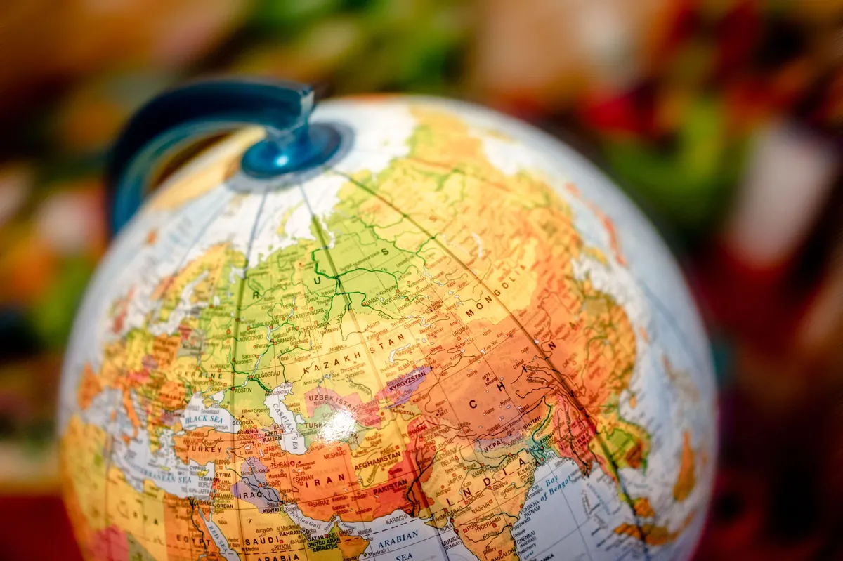 globe with geopolitical map