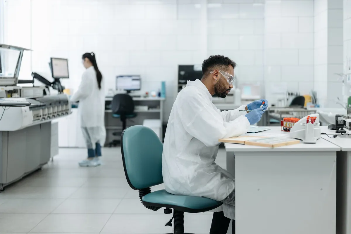concerned scientist in lab