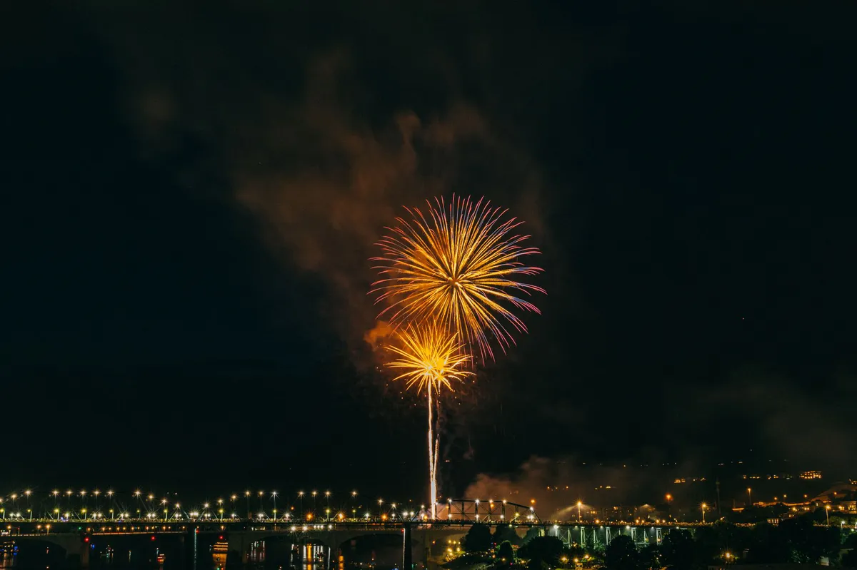 fireworks display over school