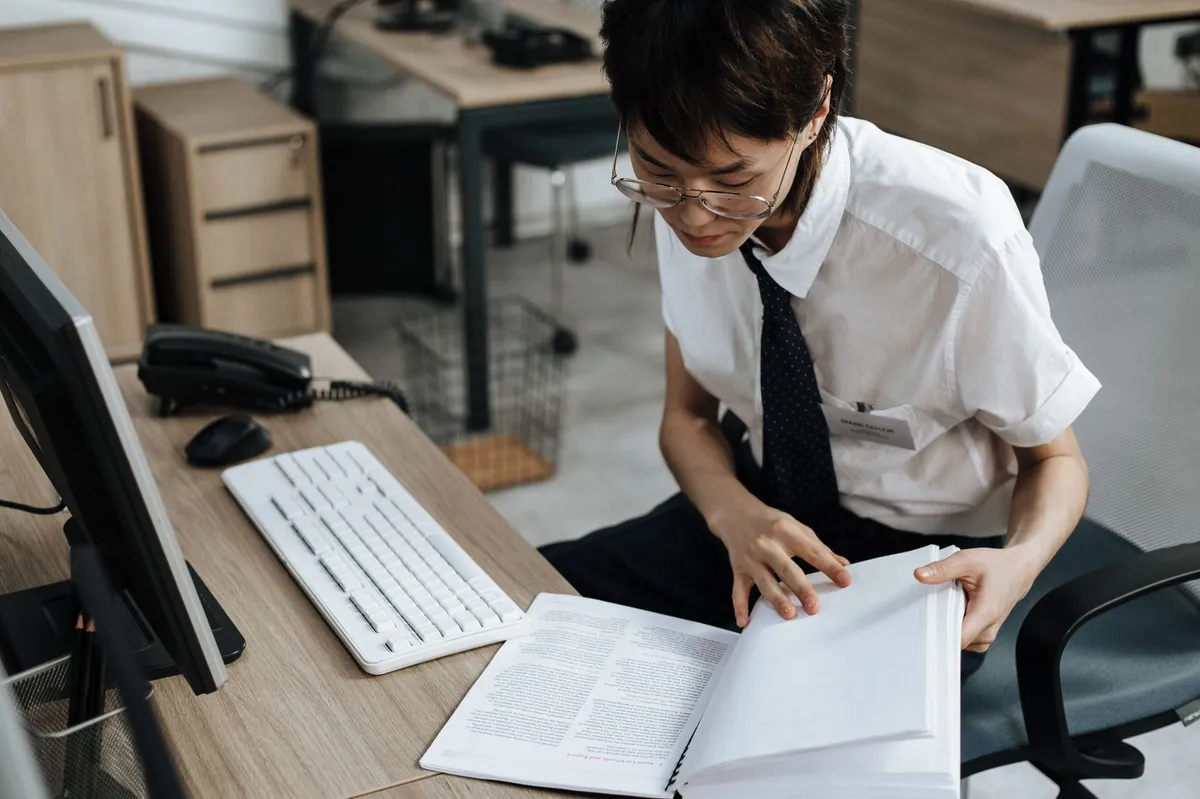 worker studying computer skills