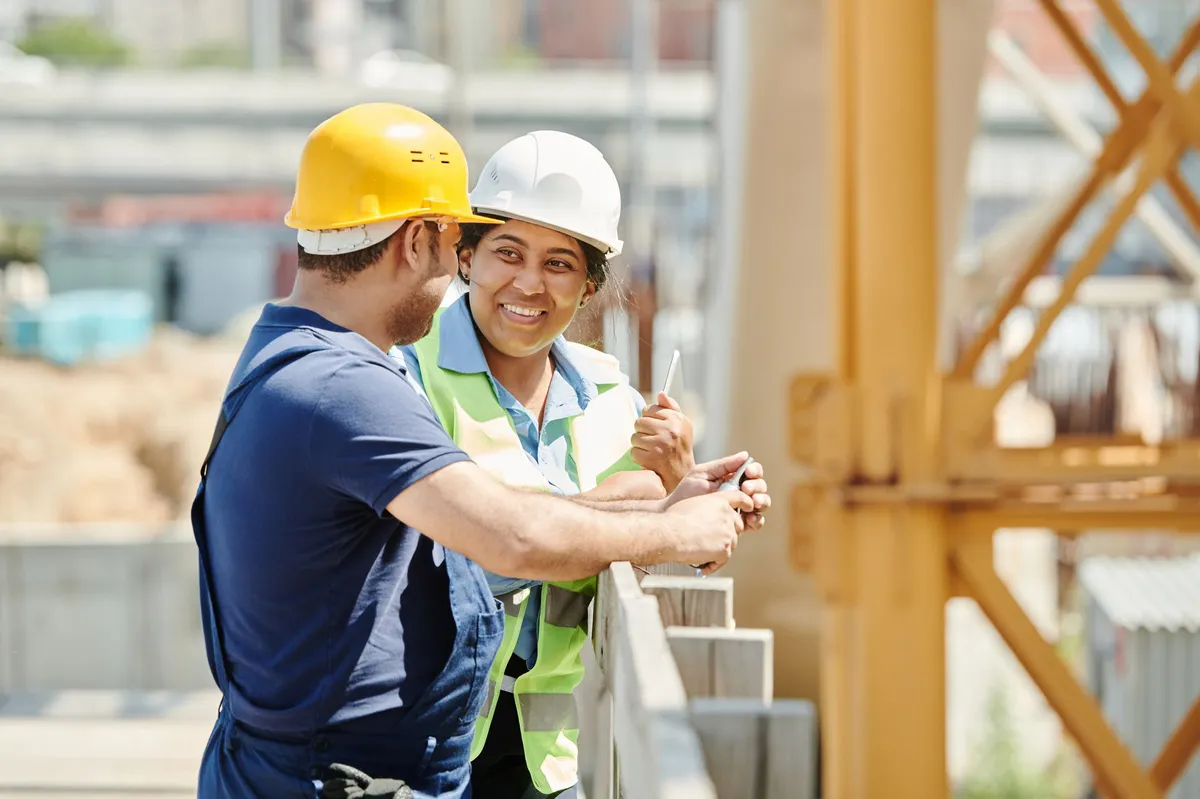 construction workers discussing