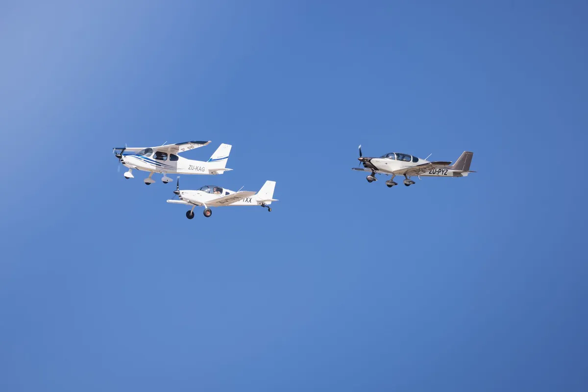 aerial view of airplanes in flight